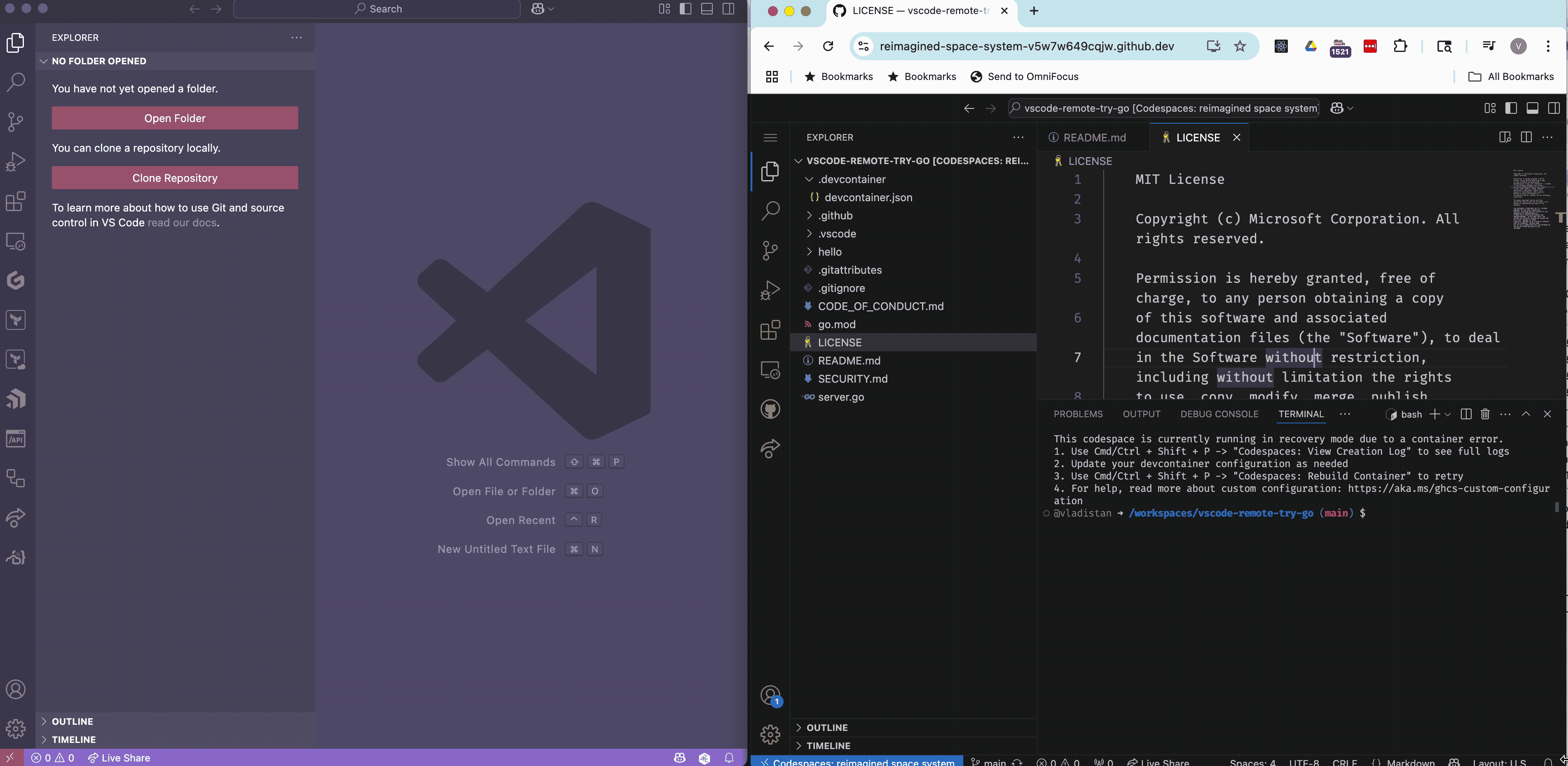 Using liveshare
